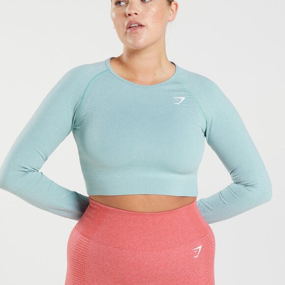 Gymshark Vital Seamless 2.0 Crop Top - Pearl Blue - Picture 1 of 4